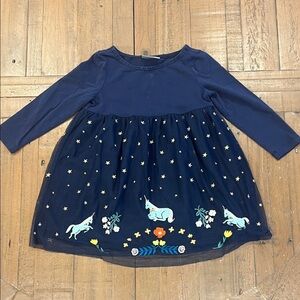 Hanna andersson navy unicorn tulle twirl dress size 3